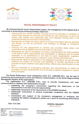 SOCIAL RESPONSIBILITY POLICY